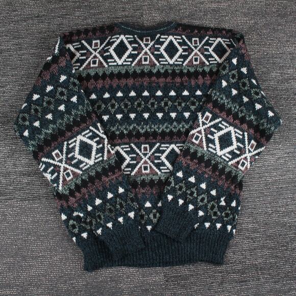 VTG Todays News Sweater Large Geometric Crew Neck 100% Virgin Acrylic - Picture 11 of 11